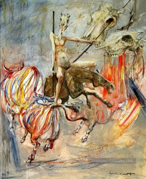 Don Quichotte et le Sortilège des Vaches à Rayures MP Modernisme Peinture à l'huile